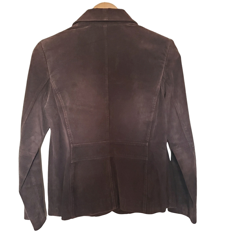 Style & Co Petite Brown Suede Leather Jacket Size S Pockets - Picture 8 of 9
